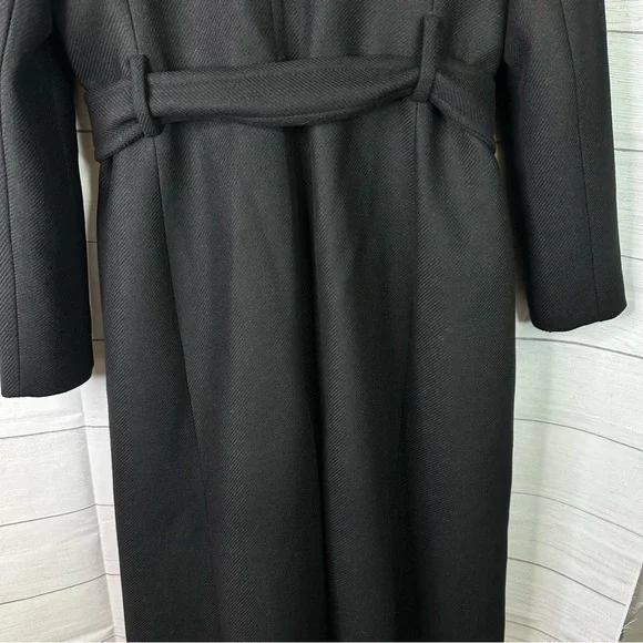 Mango size Medium Woolen Italian Wool Double-Breasted Belted Trench Coat Black - Picture 8 of 14